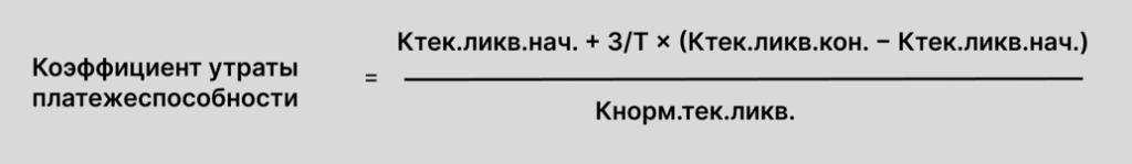 Формула расчета коэффициента утраты платежеспособности